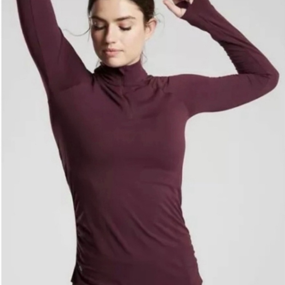 Athleta Speedlight Half Zip Pullover Top Burgundy XL